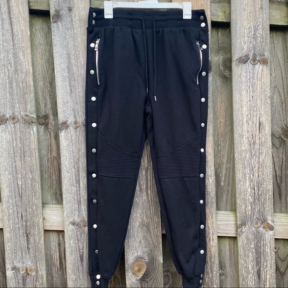 Carbon Pants - Carbon Side Snap black Breakaway Jogger Sweatpants with pockets size L